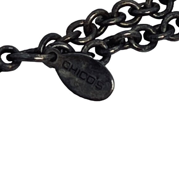 Vintage Chicos Faux Turquoise And Silver Tone 7 Strand Bib Necklace (5445) - Picture 7 of 7